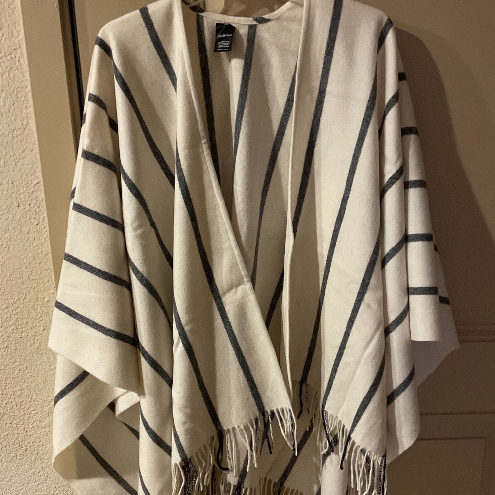 Women’s Saks wool striped poncho